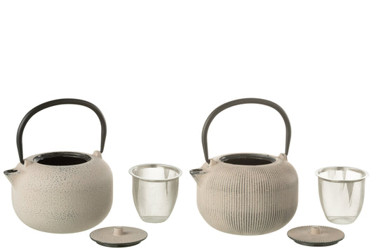 Set van 1 theepot metaal beige assortiment 2