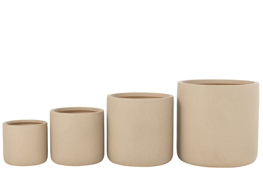 Set Of 4 Flowerpots Dune Clay Ivory