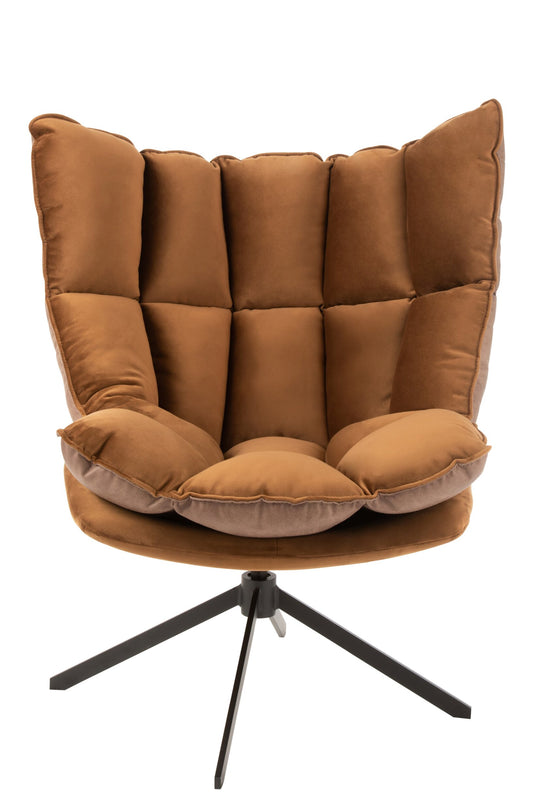 Chair Relax Cushion On Frame Textile/Metal Brown