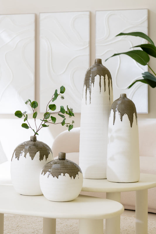 Vase Olea Bottle Olive Green/White Small