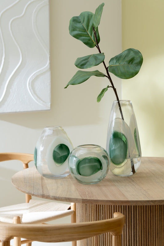 Vase Livy Glass Green/White/Transparent Medium