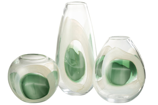 Vase Livy Glass Green/White/Transparent Large