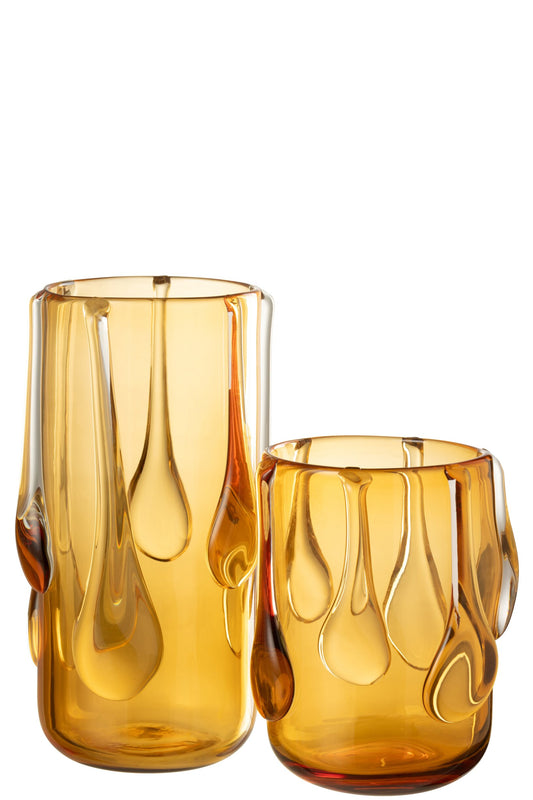 Vase Drippy Glass Amber Large