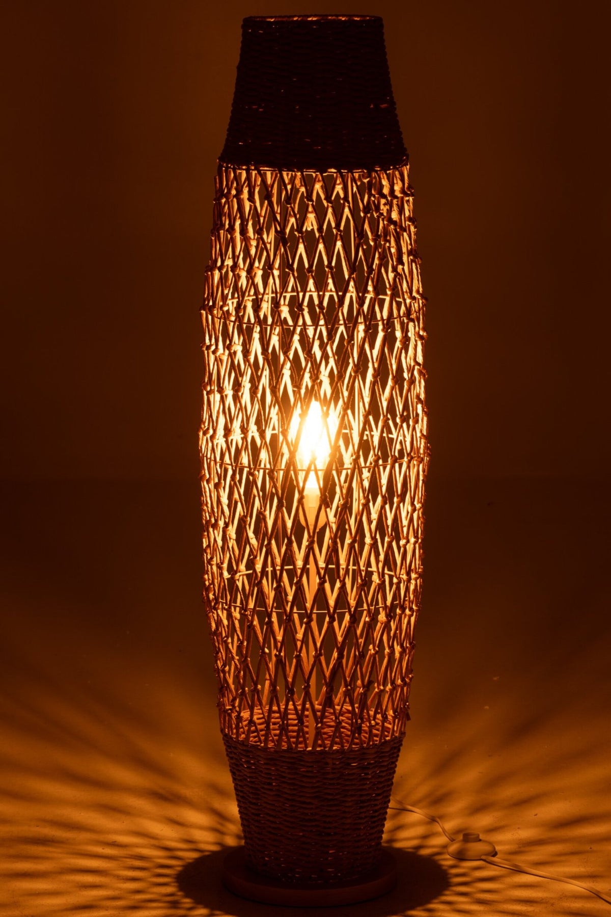 Floor lamp woven metal dark natural