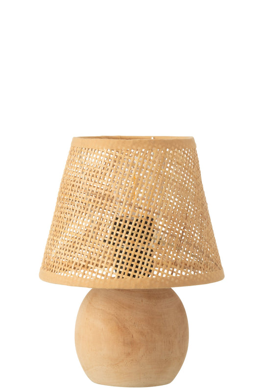 Table lamp led woven wood/metal natural
