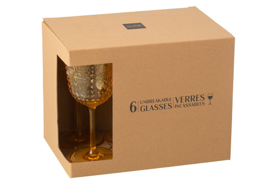 Set van 6 wijnglas kunststof geel