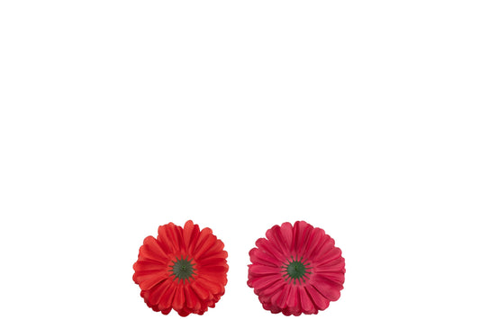Flower Half Ball dia13cm Artificial Pink/Red Assortment Of 2