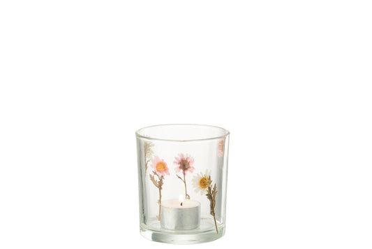 T-Lichthouder Peggy Bloemen Glas Small