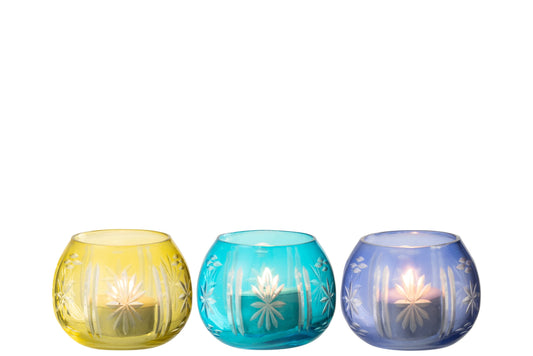Theelichthouder Tarifa Rond Glas Mix Assortiment Van 3