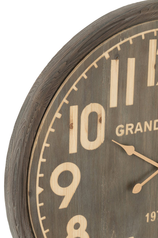Wall Clock Grand Hotel MDF Dark Natural Large