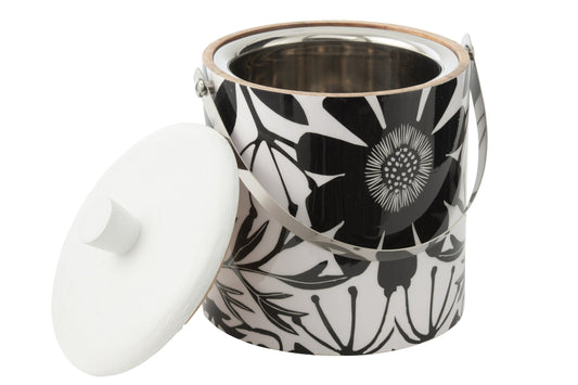 IJsemmer bloemen patroon mango hout zwart/wit