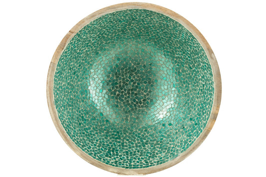 Kom mozaïek mango hout groen groot
