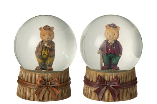 Water Globe Bear Stone Multicolored Assortment Of 2