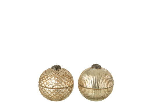 Geurkaars Kerstbal Glas Goudkleurig Small Assortiment Van 2