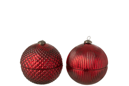 Geurkaars Kerstbal Glas Kerstrood Large Assortiment Van 2