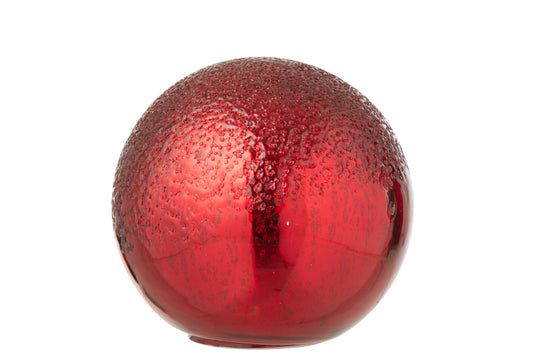 Ball LED Crackled Glass Christmas Red Large