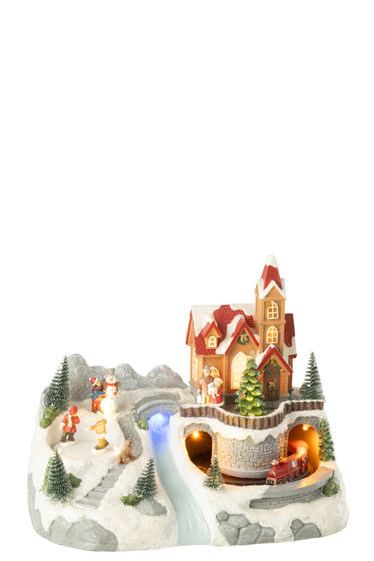 Village Train+Skating Polyresin Multicolored