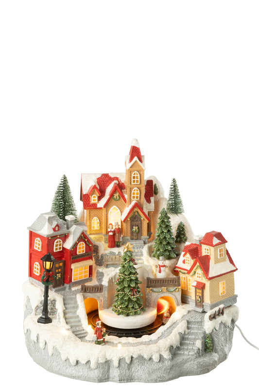 Village Train Polyresin Multicolored