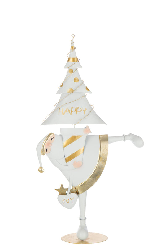 Santa Claus LED Tree Iron Gold Colored/White Large