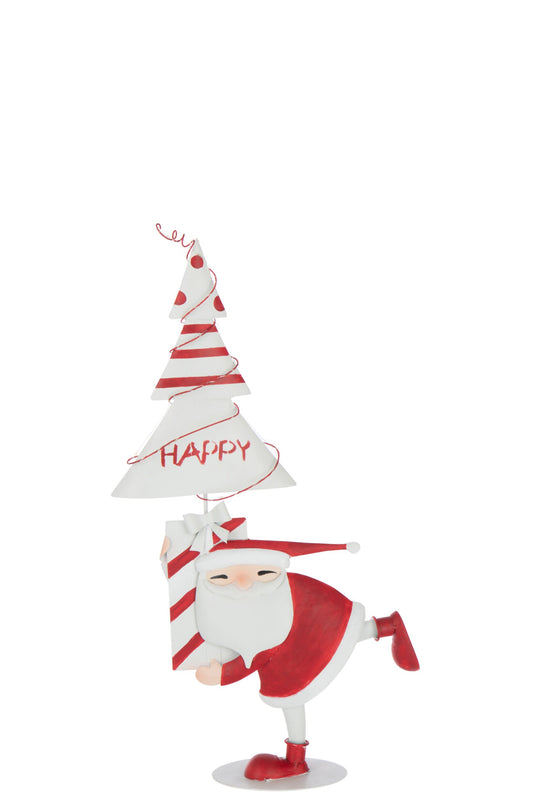 Santa Claus LED Tree Iron Christmas Red/White Small