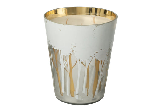 Geurkaars Noa Bos Soja Wit/Goudkleurig Large-95u