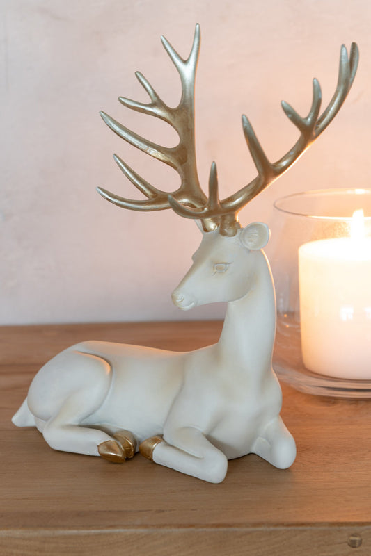 Deer Lying Down Limepowder Light Beige/Gold Colored