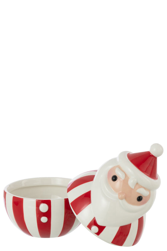 Kom + deksel kerstman Dolomite kerst rood/wit groot