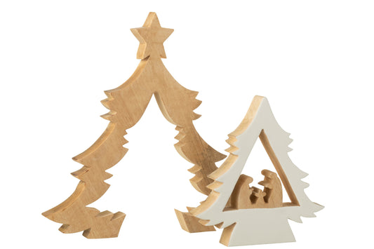 Nativity In Tree + Star Mango Wood White/Natural