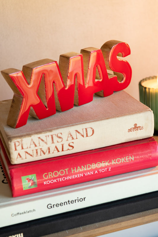 Xmas Shiny Mango Wood Christmas Red/Natural