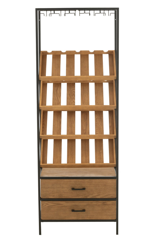 Bar Cabinet Wine Veneer Natural/Black Large