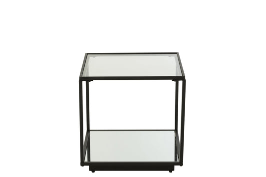 Coffee Table Iron/Glass Black Small