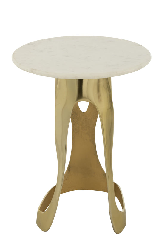 Side Table Aluminium/Stone Gold Colored/White Large