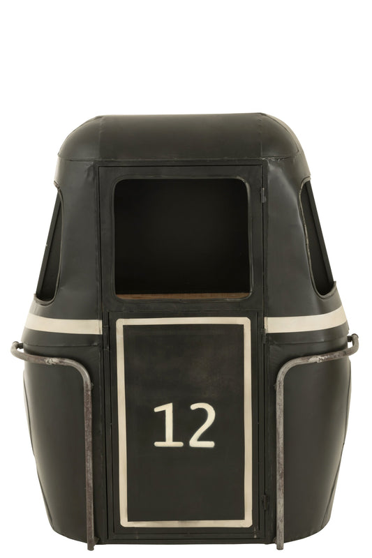 Bar Cabinet Cable Car Iron/Mango Wood Black/White