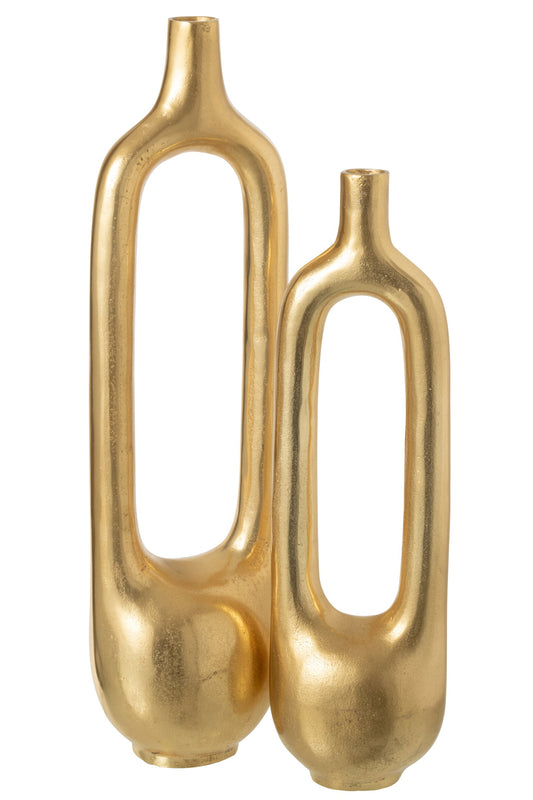 Vase Hollow Interior Aluminium Gold Colored Large
