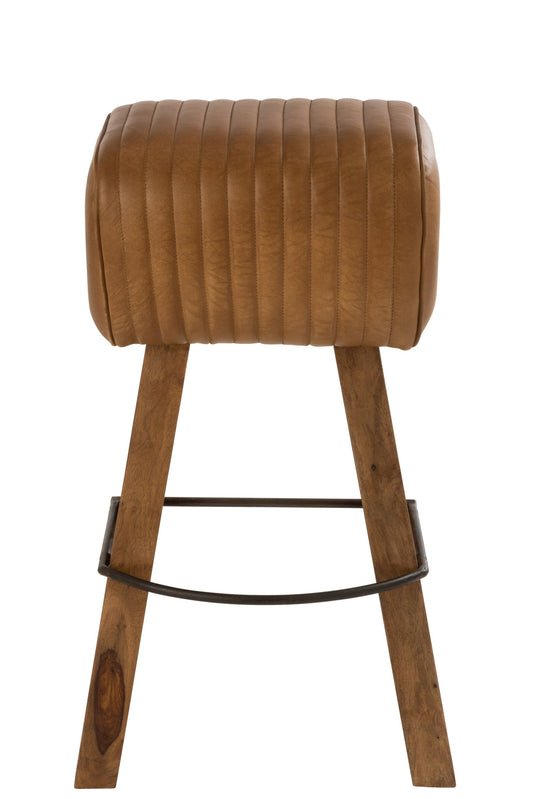 Stool Gym Leather/Mango Wood Camel/Natural