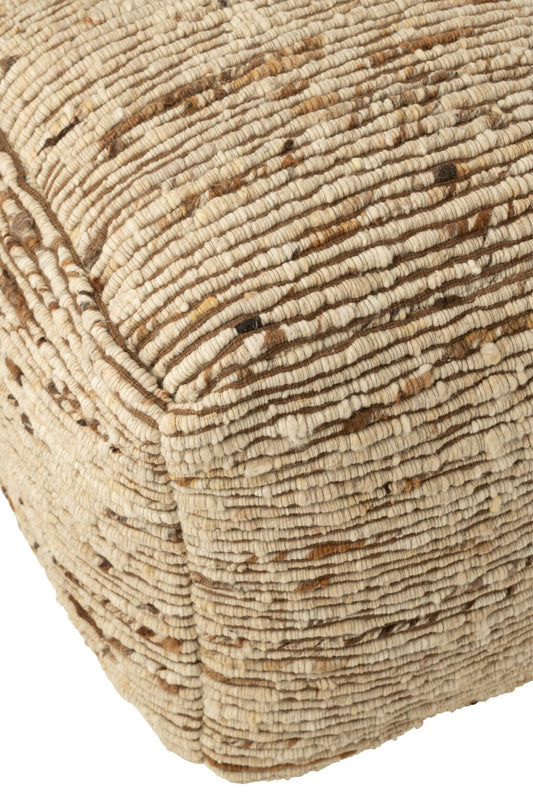 Pouffe Woven Wool Ecru/Brown