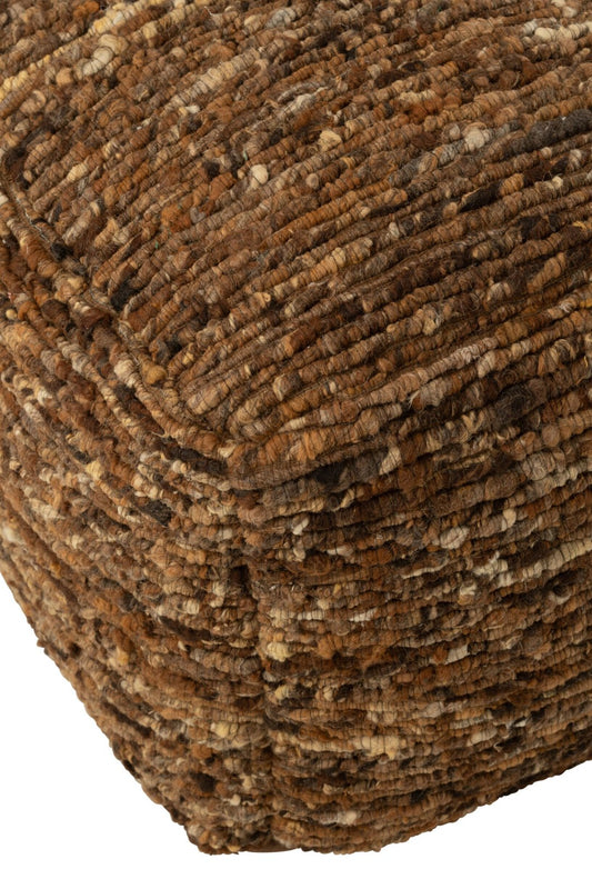 Pouffe Woven Wool Brown