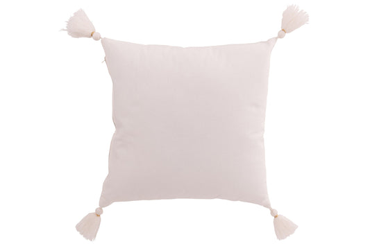 Cushion Snowflake+Tassels Cotton White/Beige