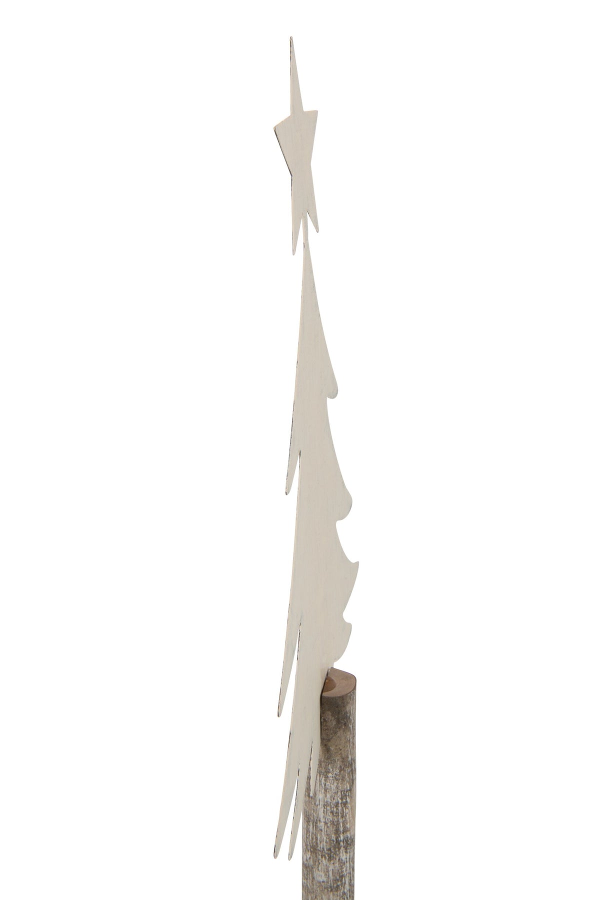 Christmas Tree + Star Iron/Paulownia Wood Off-White Small