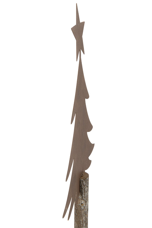 Christmas Tree +Star Iron/Paulownia Wood Brown Small