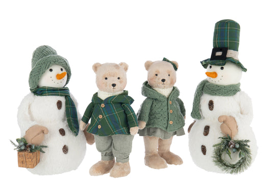 Snowman Boy/Girl Polyester White/Dark Green Assortment Of 2