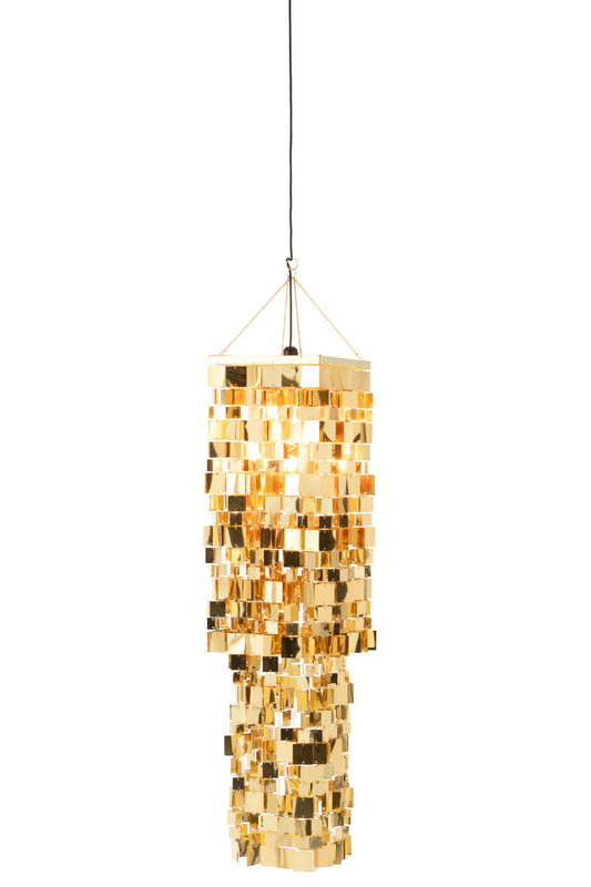 Lampenkap kroonluchter vierkant PVC goudkleurig medium