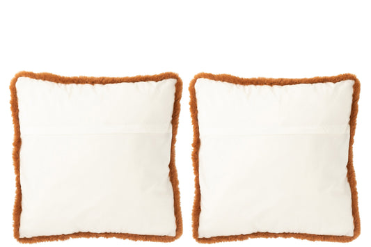 Cushion Fox Polyester Brown/Cognac Large Assortment Of 2