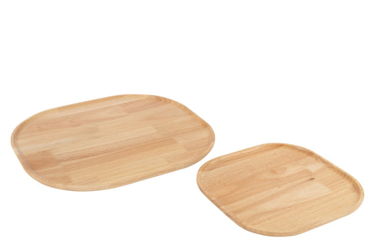 Decorative Tray Rubber Wood Natural Large