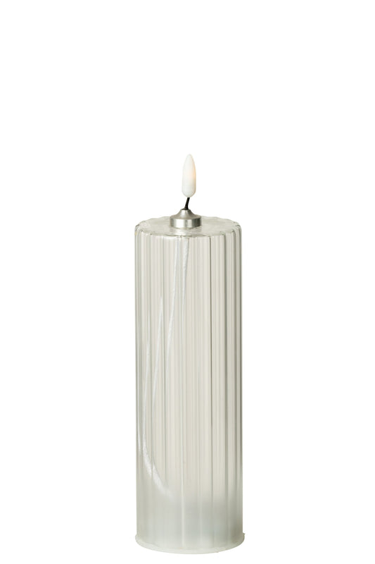 Led Kaars Strepen Glas Transparant Large