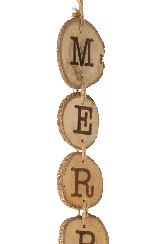 Garland Merry Christmas Albasia Wood Natural