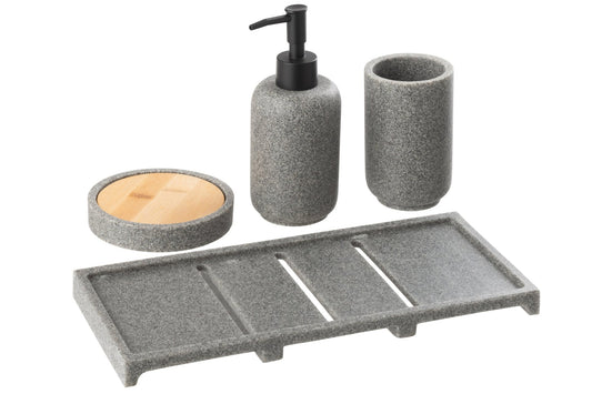 Soap Dispenser On Tray Polyresin Dark Grey/Natural