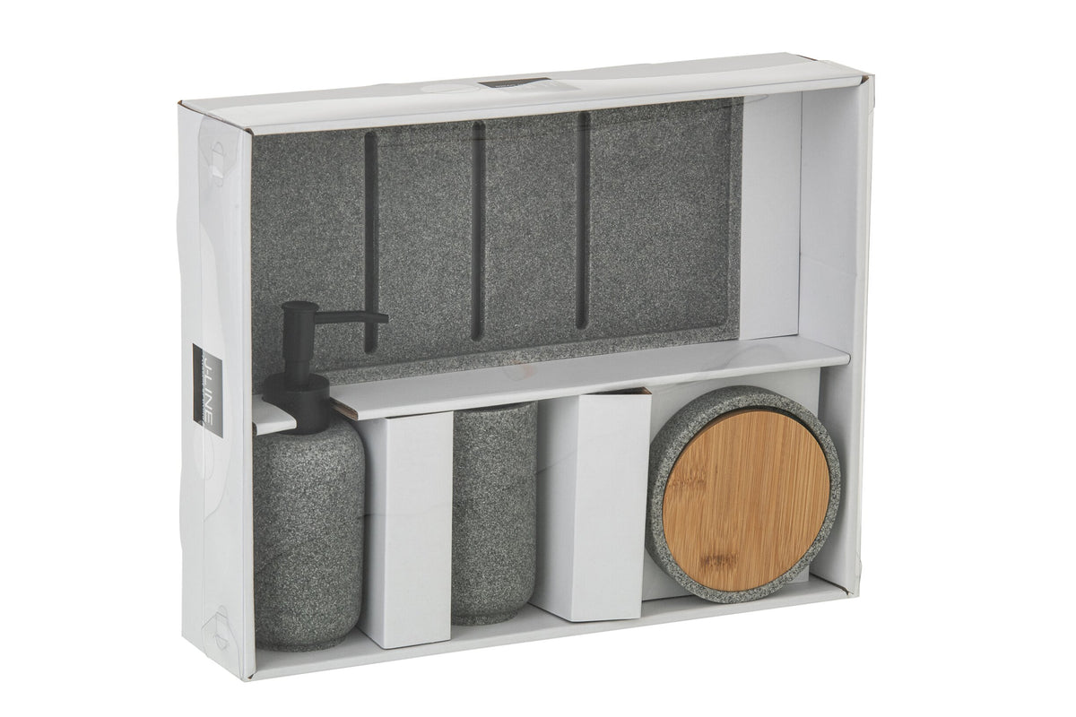 Soap Dispenser On Tray Polyresin Dark Grey/Natural