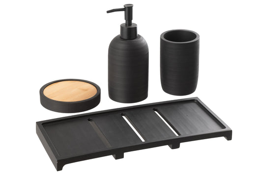Soap Dispenser On Tray Polyresin Black/Natural