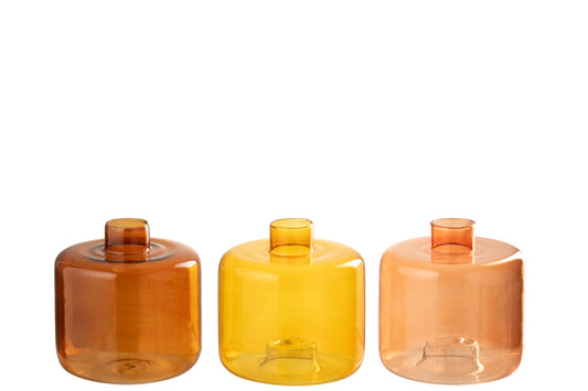 Vase Round Glass Orange/Burgundy Small ass3